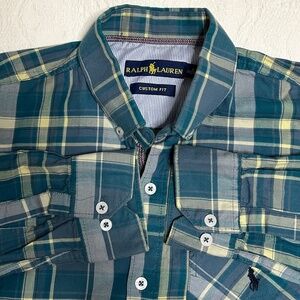 Ralph Lauren Men's Large Custom Fit Button UP Long Sleeve Dress Shirt *R…